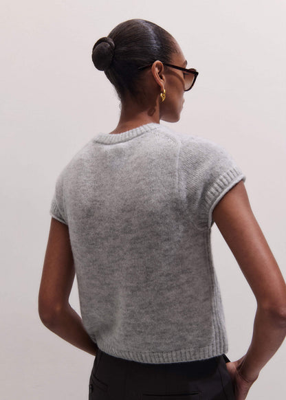 ME+EM Gray Merino Cashmere Silk Straight Baby Tee