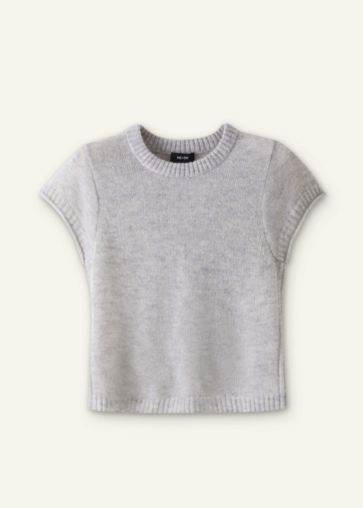 ME+EM Gray Merino Cashmere Silk Straight Baby Tee