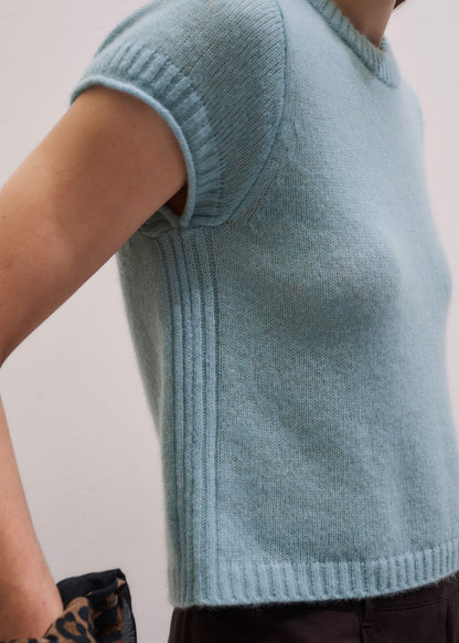 ME+EM Blue Merino Cashmere Silk Straight Baby Tee