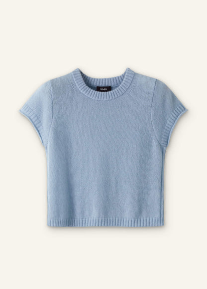 ME+EM Blue Merino Cashmere Silk Straight Baby Tee
