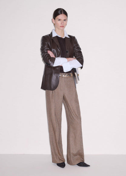 ME+EM Brown Merino Cashmere Silk Straight Baby Tee