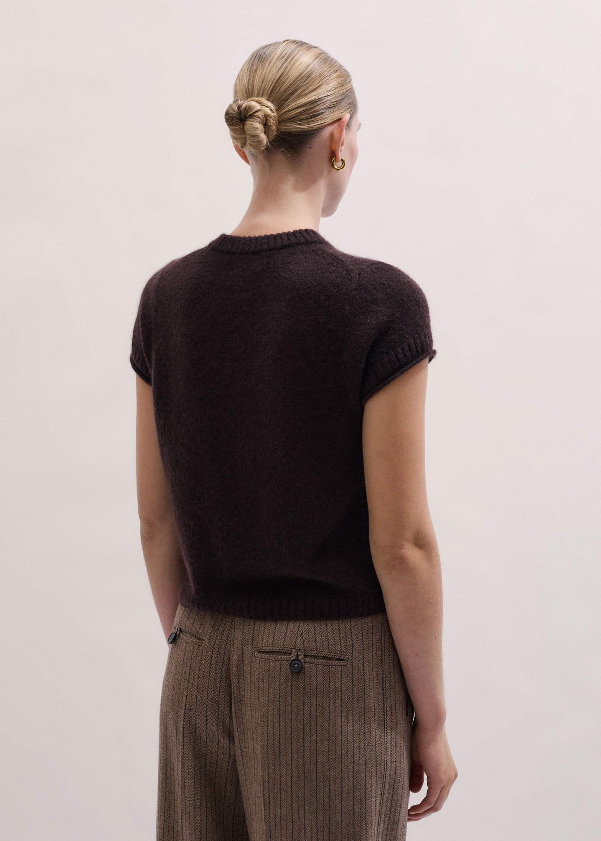 ME+EM Brown Merino Cashmere Silk Straight Baby Tee