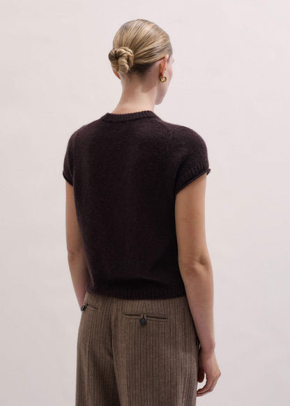 ME+EM Brown Merino Cashmere Silk Straight Baby Tee