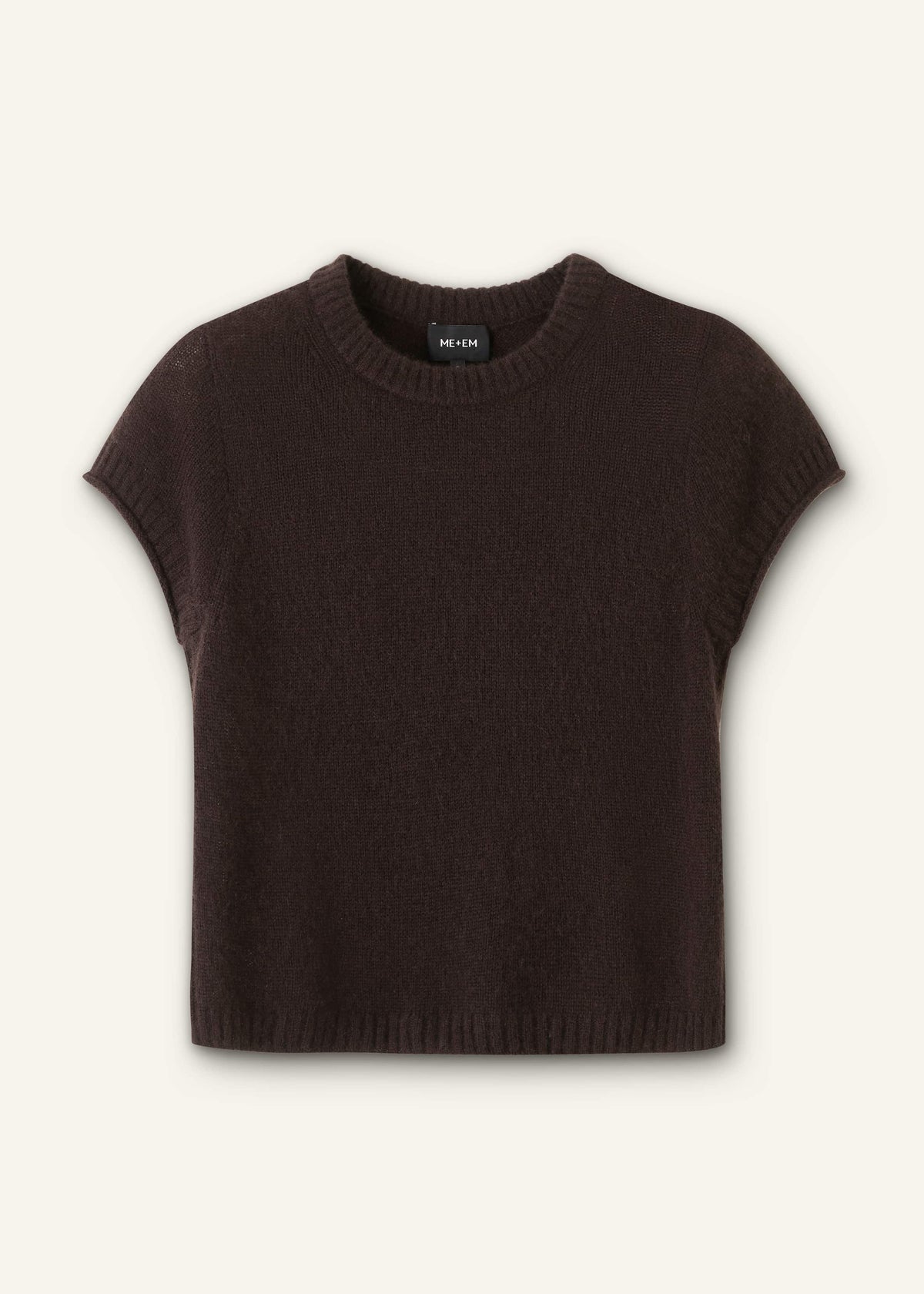 ME+EM Brown Merino Cashmere Silk Straight Baby Tee