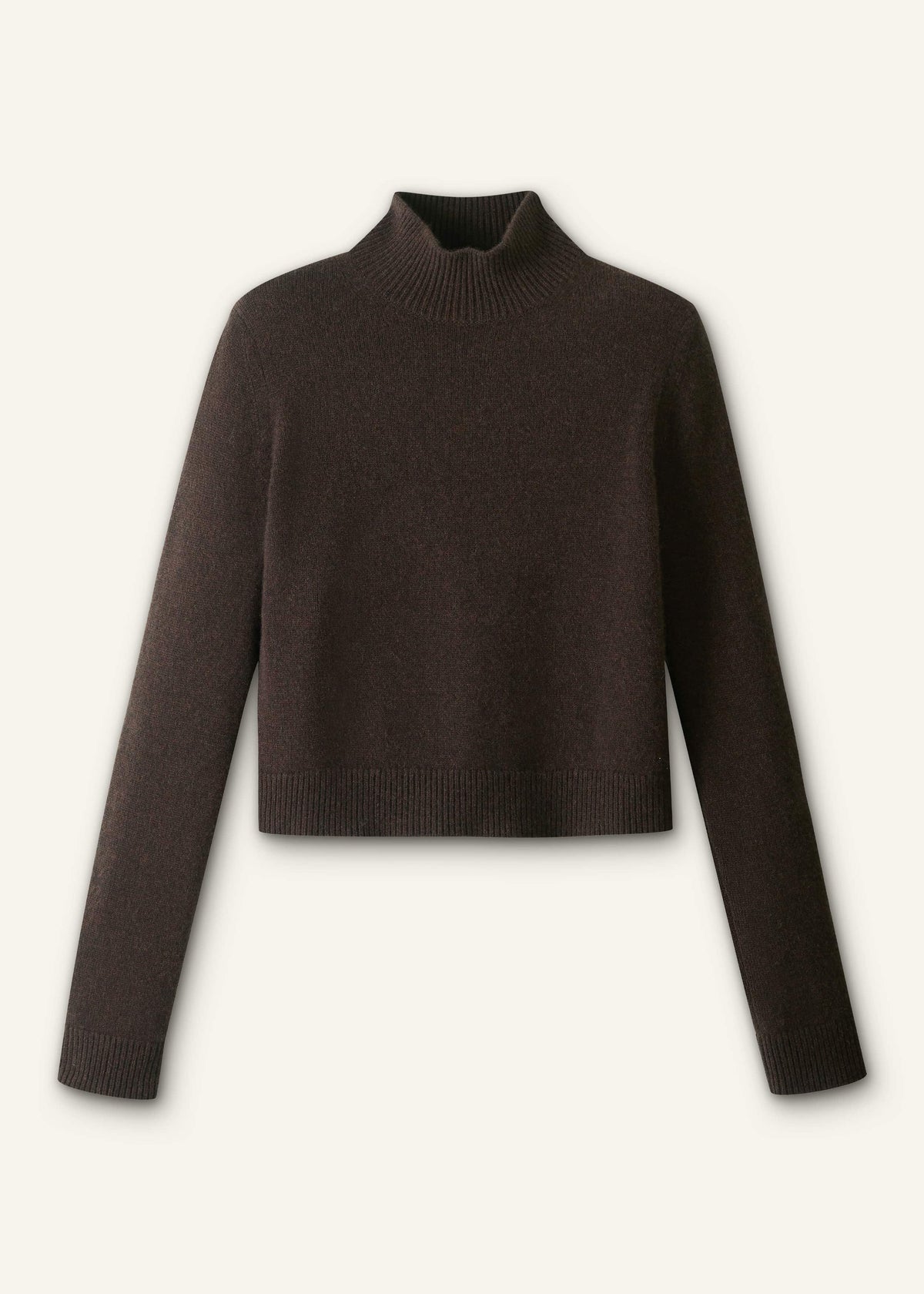 ME+EM Brown Cashmere High Neck Crop Jumper