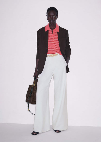 ME+EM Pink Textured Stripe Straight Sporty Smart Polo Tee