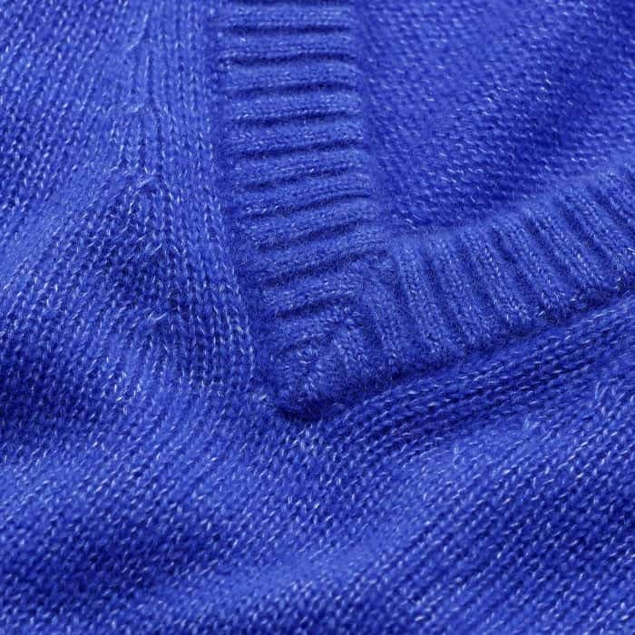 ME+EM Blue Merino Cashmere Silk V-Neck Baby Tee
