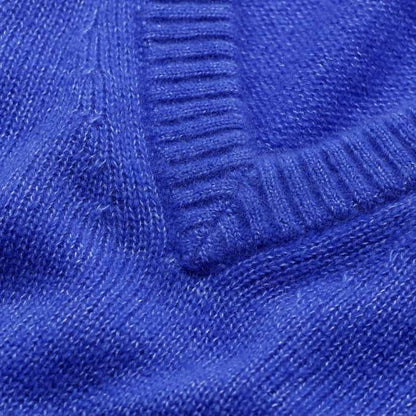ME+EM Blue Merino Cashmere Silk V-Neck Baby Tee