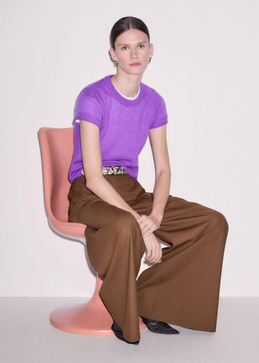 ME+EM Purple Merino Cashmere Silk Straight Baby Tee