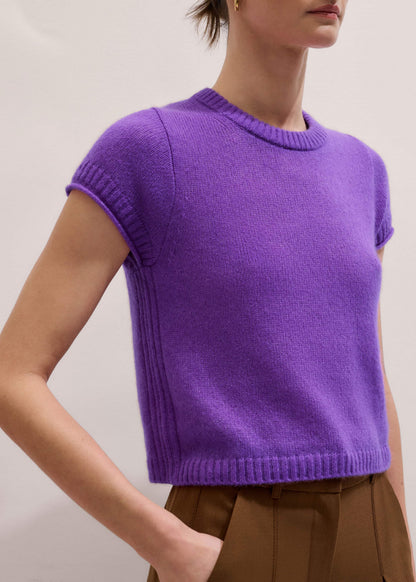 ME+EM Purple Merino Cashmere Silk Straight Baby Tee