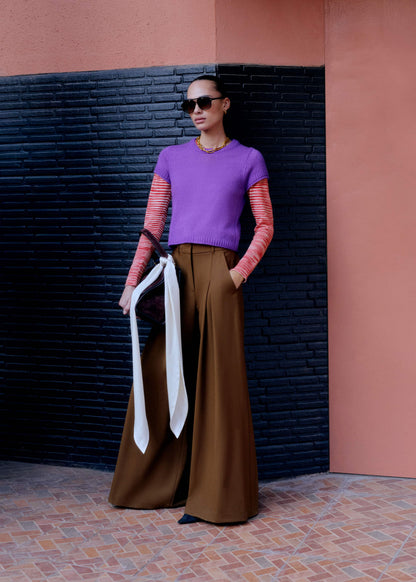 ME+EM Purple Merino Cashmere Silk Straight Baby Tee