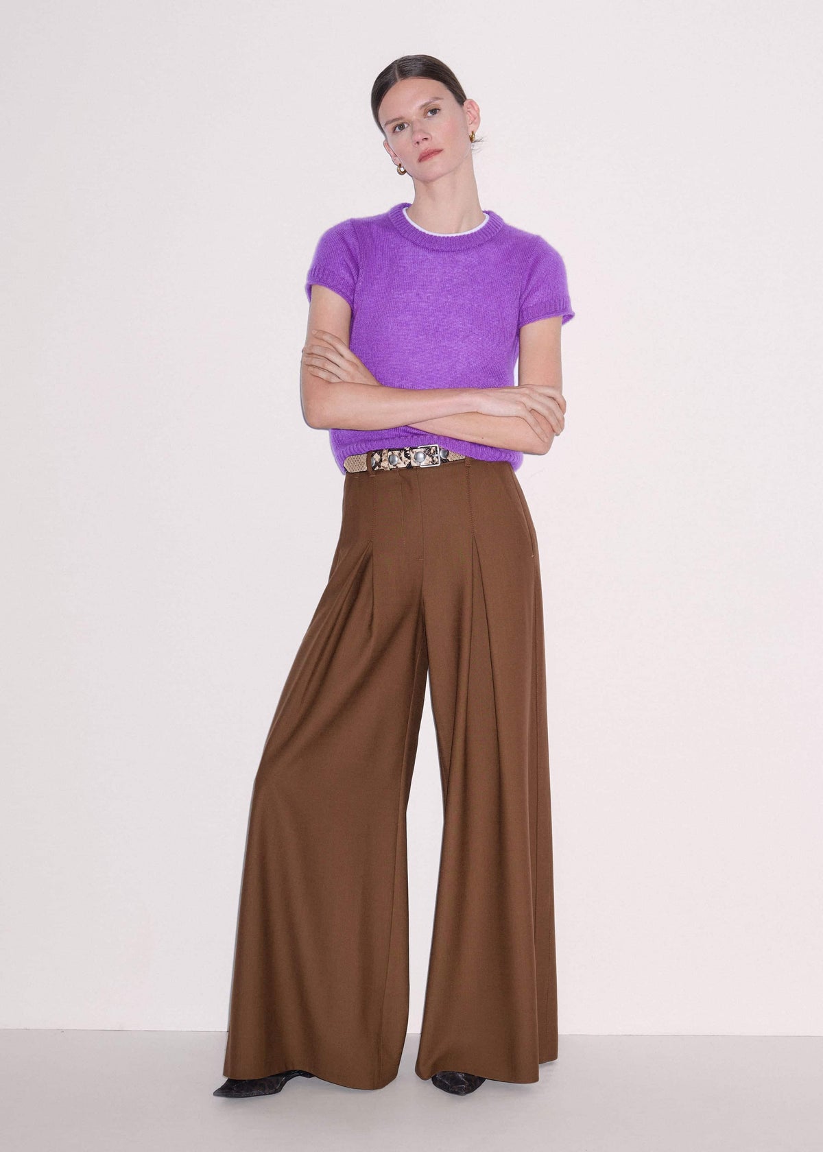 ME+EM Purple Merino Cashmere Silk Straight Baby Tee