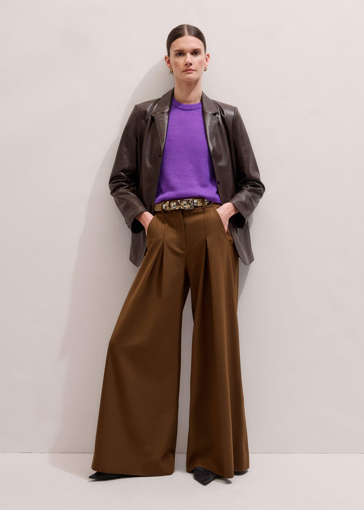 ME+EM Purple Merino Cashmere Silk Straight Baby Tee