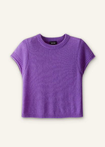 ME+EM Purple Merino Cashmere Silk Straight Baby Tee
