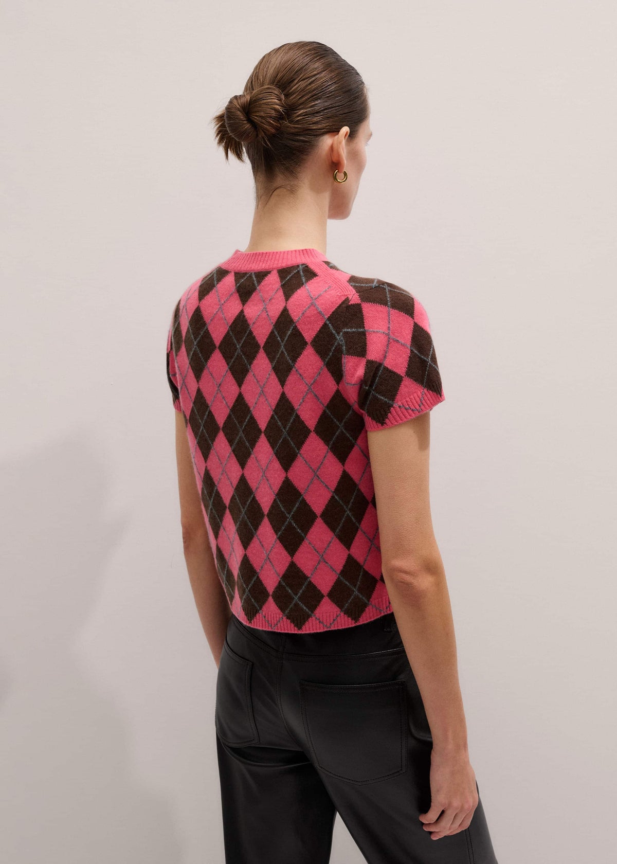 ME+EM Pink Cashmere Argyle Knit Baby Tee