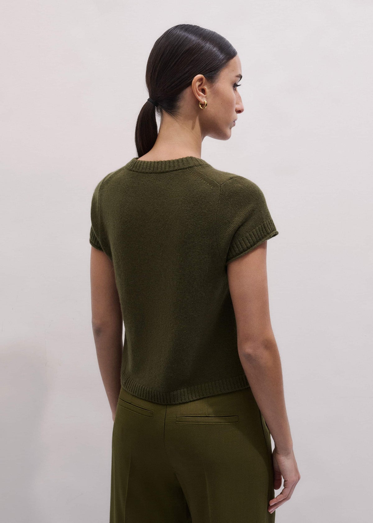 ME+EM Olive Green Cashmere Shrunken Knit Baby Tee