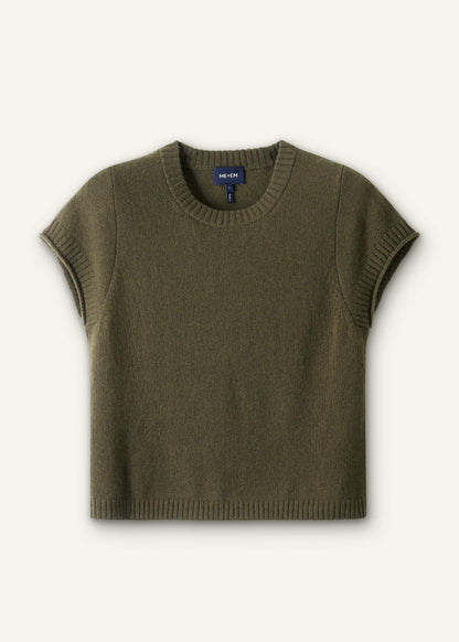 ME+EM Olive Green Cashmere Shrunken Knit Baby Tee