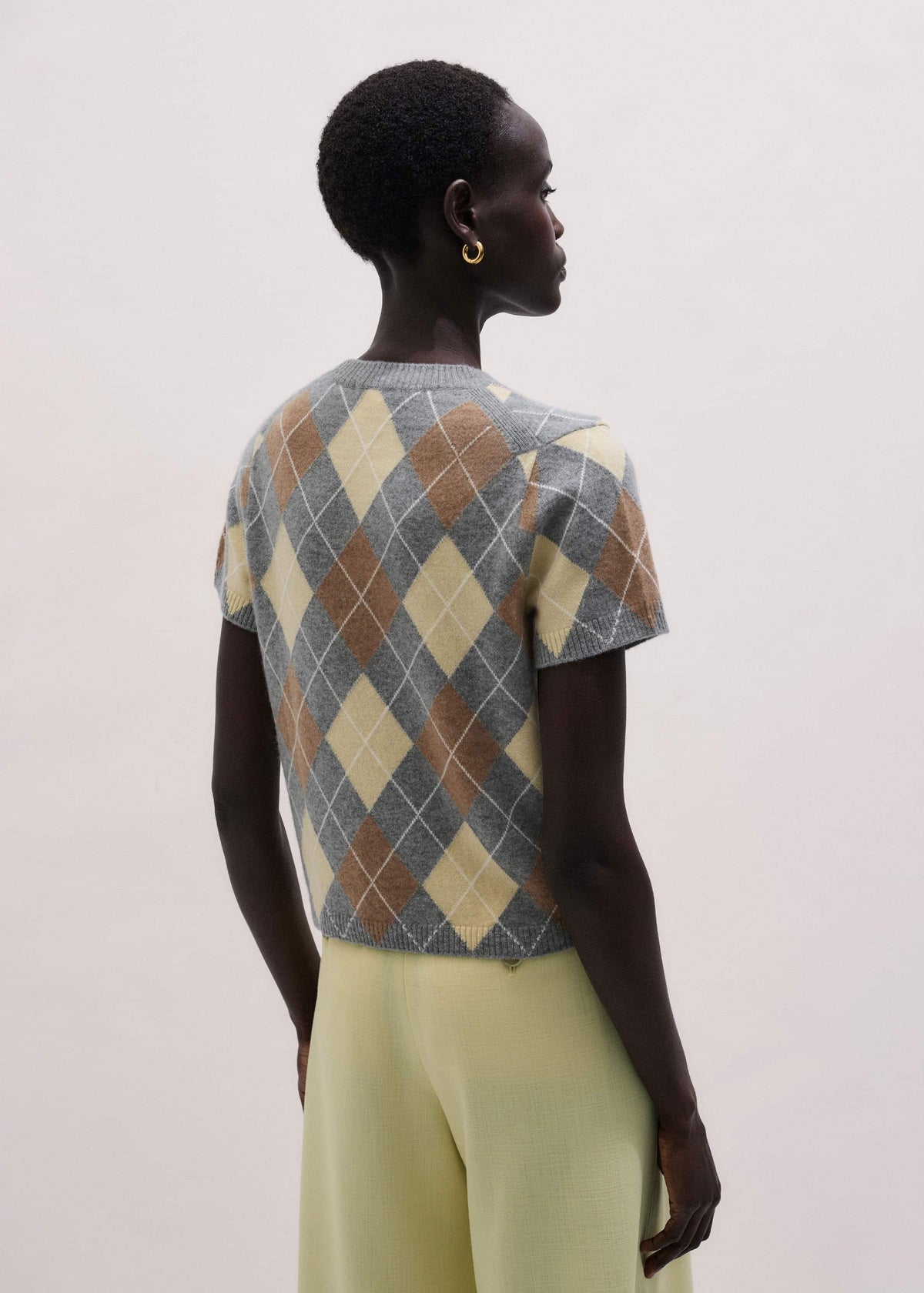 ME+EM Yellow Cashmere Argyle Baby Tee