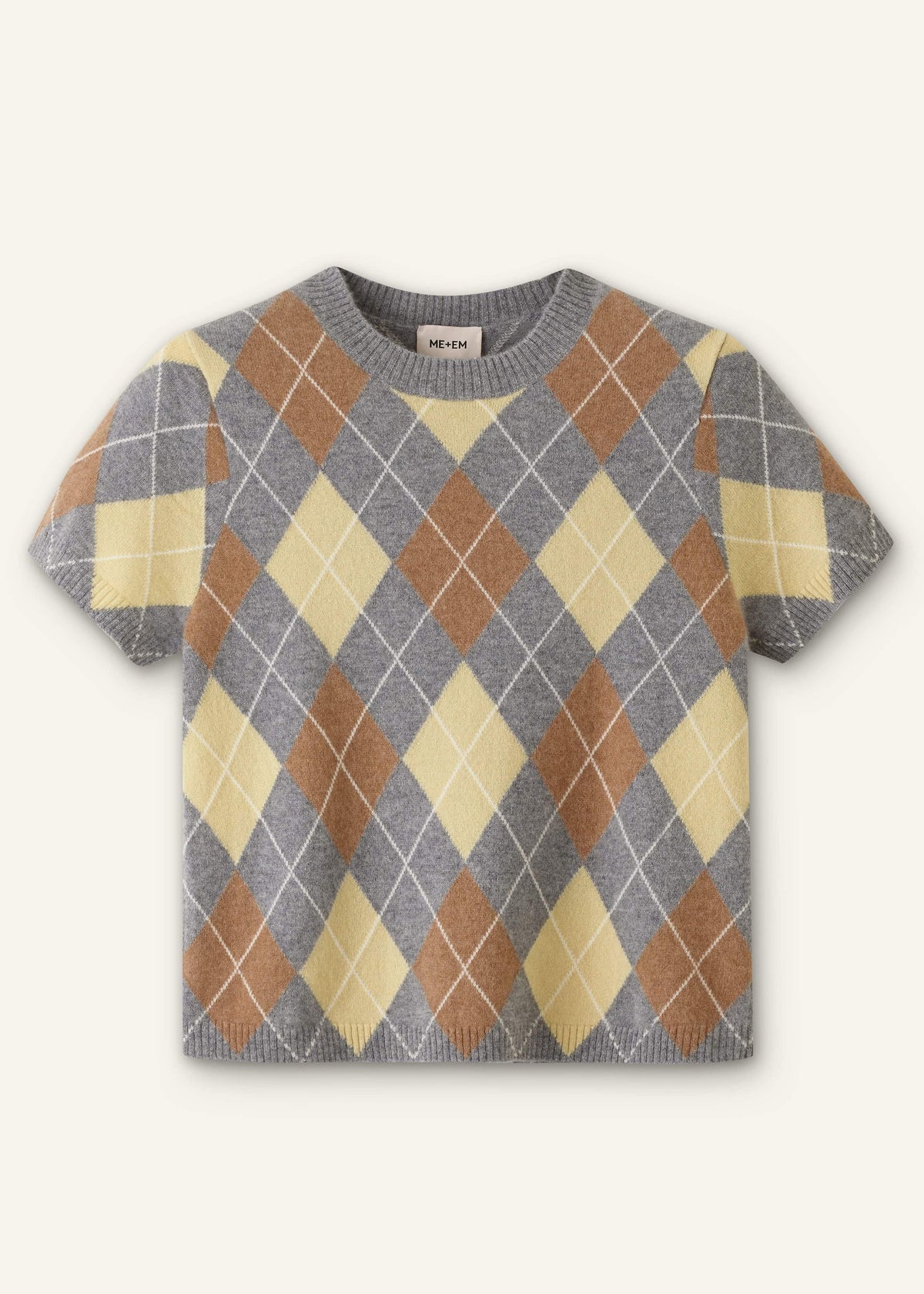 ME+EM Yellow Cashmere Argyle Baby Tee