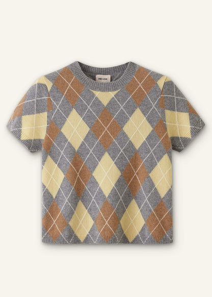 ME+EM Yellow Cashmere Argyle Baby Tee