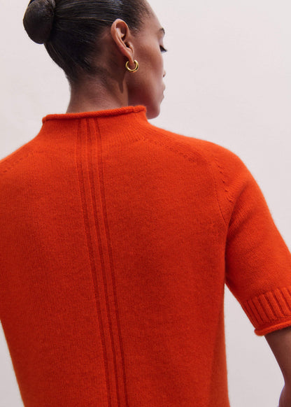 ME+EM Orange Cashmere Roll Trim Knit Tee