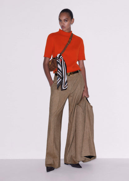 ME+EM Orange Cashmere Roll Trim Knit Tee