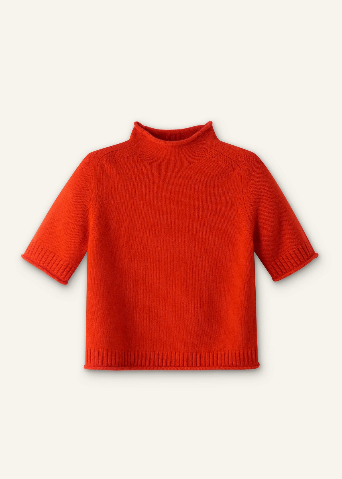 ME+EM Orange Cashmere Roll Trim Knit Tee