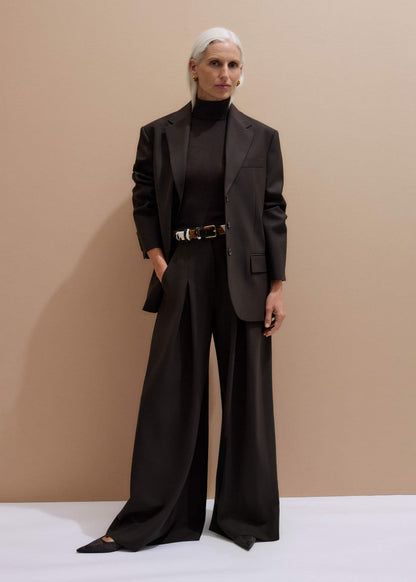 ME+EM Brown Superfine Ribbed Roll Neck Tee