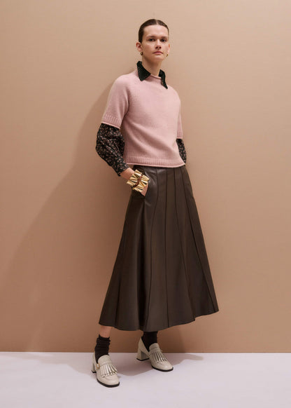 ME+EM Pink Cashmere Roll Trim Knit Tee