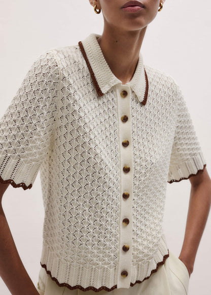 ME+EM Cream Straight Knit Tee