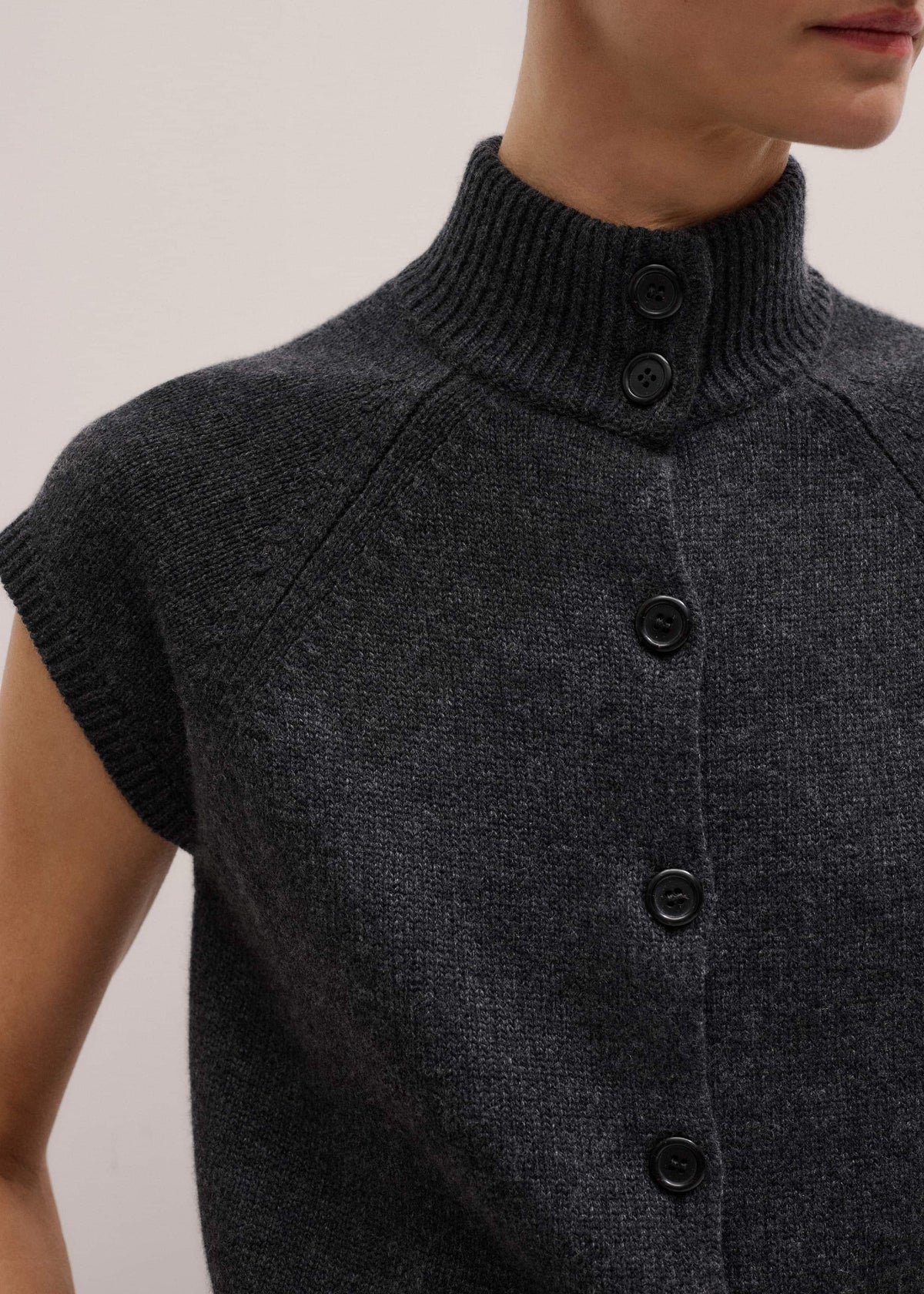 ME+EM Grey High Neck Relaxed Vest