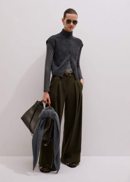 ME+EM Grey High Neck Relaxed Vest