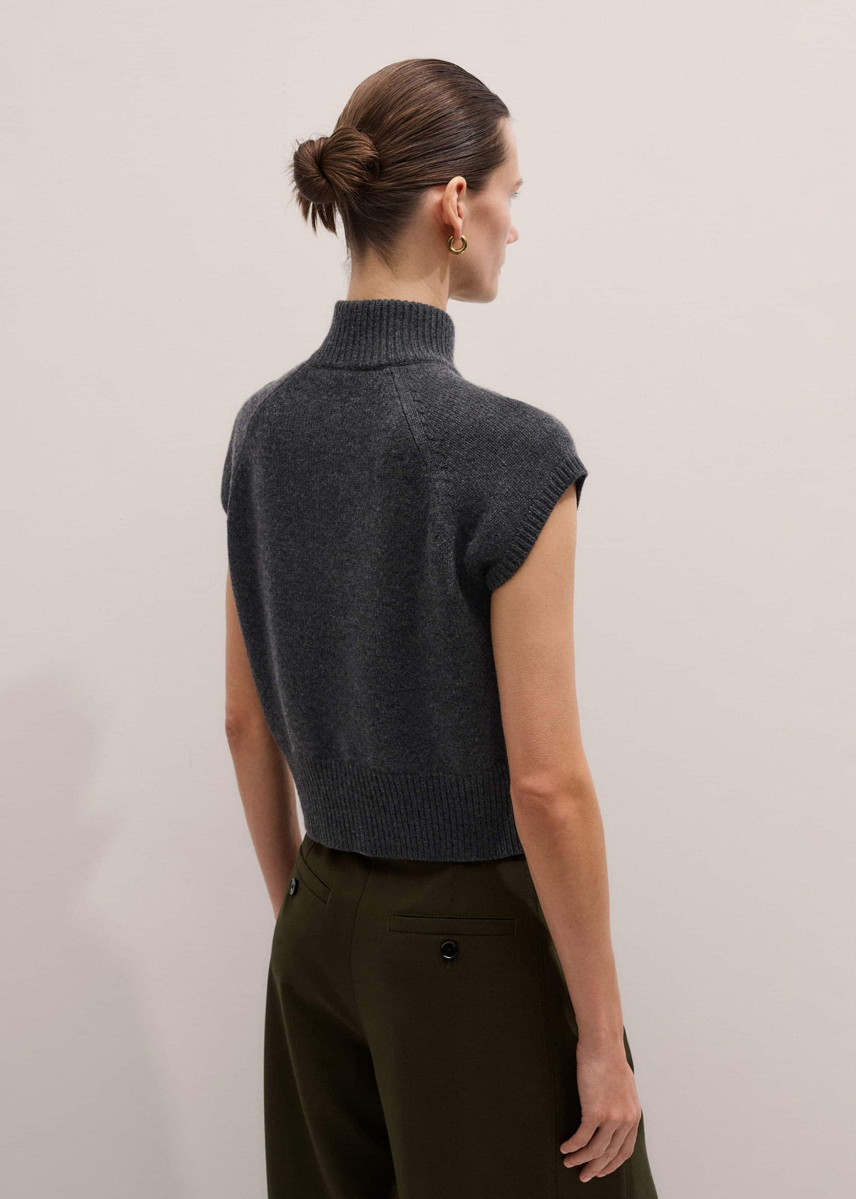 ME+EM Grey High Neck Relaxed Vest