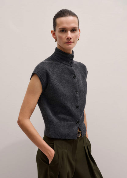 ME+EM Grey High Neck Relaxed Vest