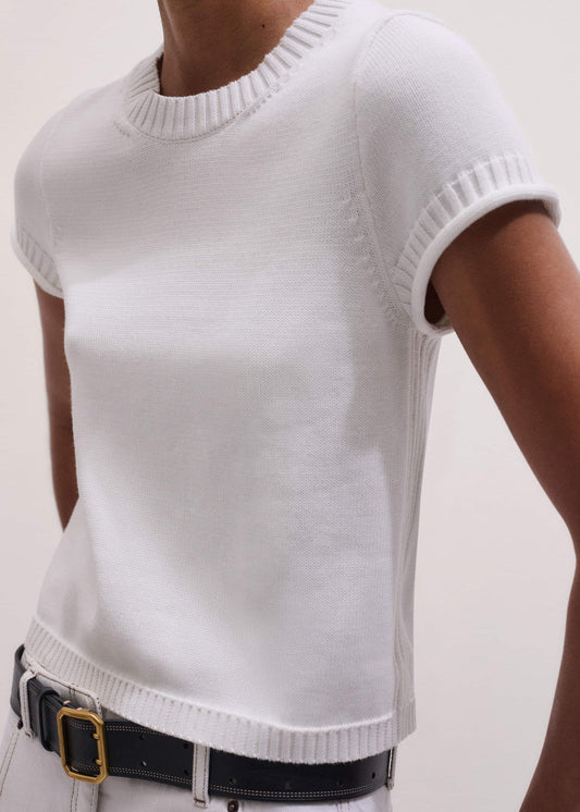 ME+EM White Shrunken Straight Knit Baby Tee