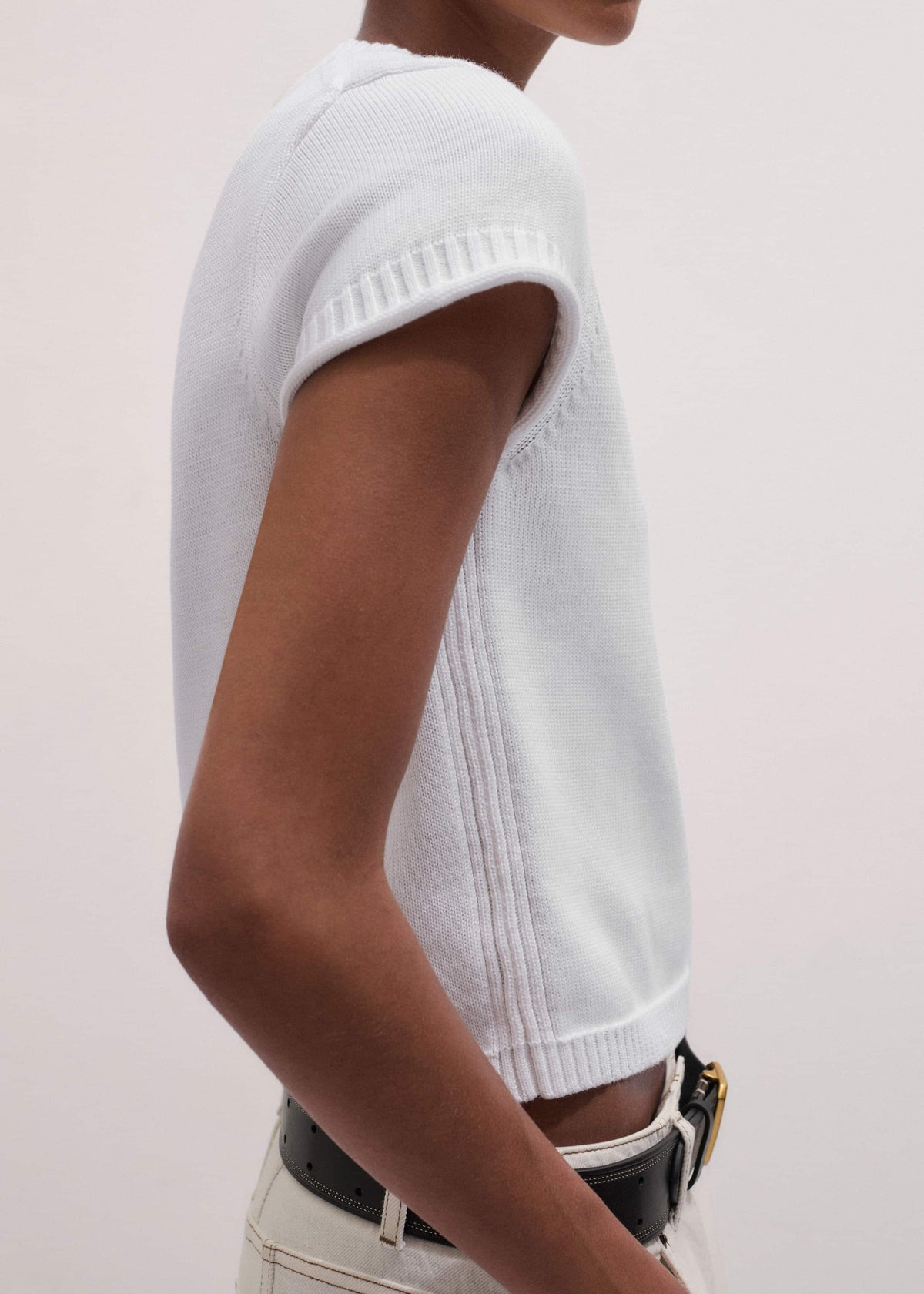 ME+EM White Shrunken Straight Knit Baby Tee
