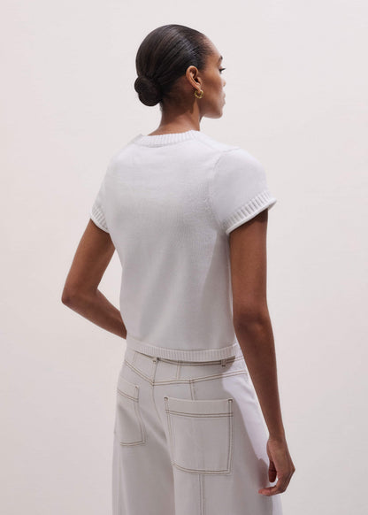 ME+EM White Shrunken Straight Knit Baby Tee