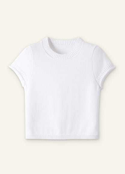ME+EM White Shrunken Straight Knit Baby Tee