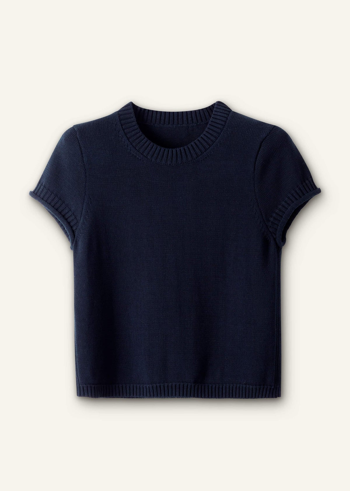 ME+EM Navy Shrunken Straight Knit Baby Tee
