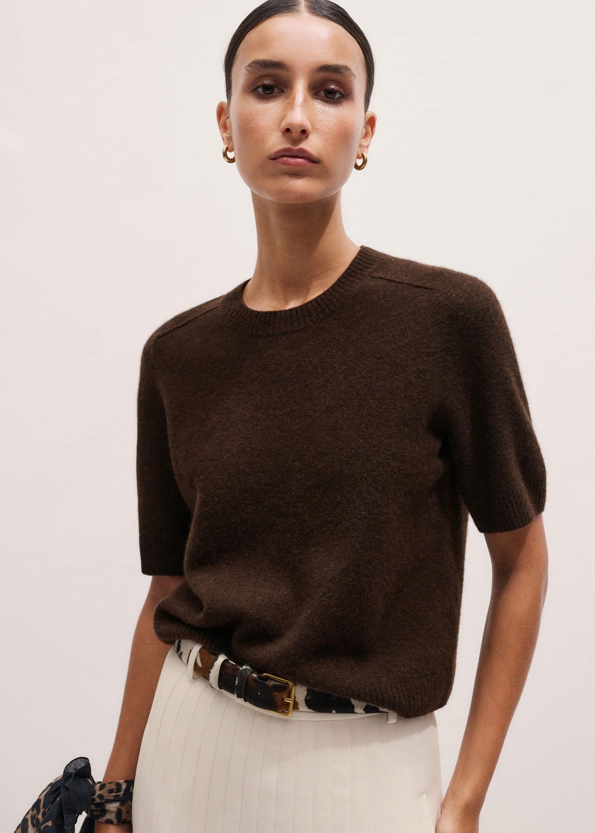 ME+EM Brown Felted Knit Tee