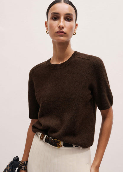 ME+EM Brown Felted Knit Tee