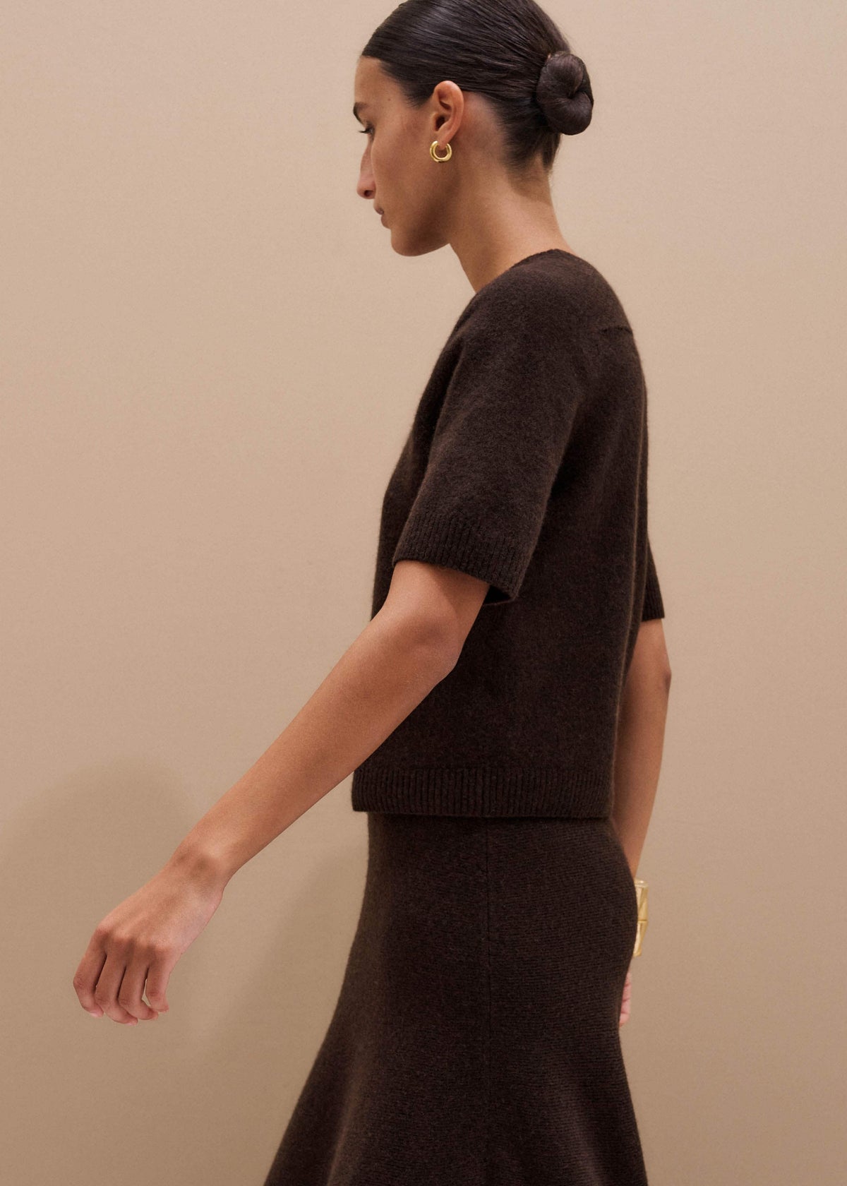 ME+EM Brown Felted Knit Tee