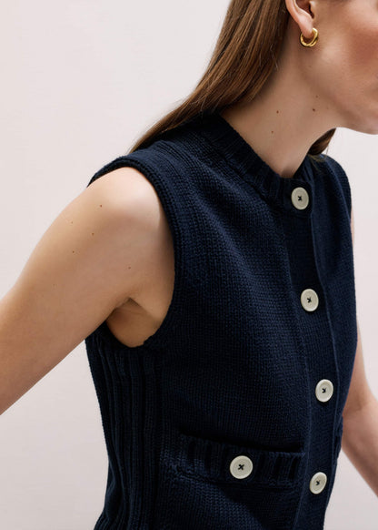 ME+EM Navy Straight Crop Vest