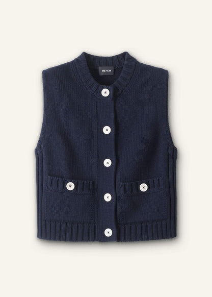 ME+EM Navy Straight Crop Vest