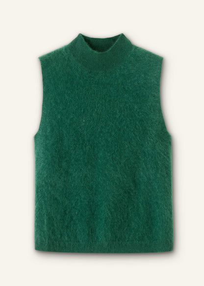 ME+EM Green Brushed Cashmere High Neck Slim Sweater Vest