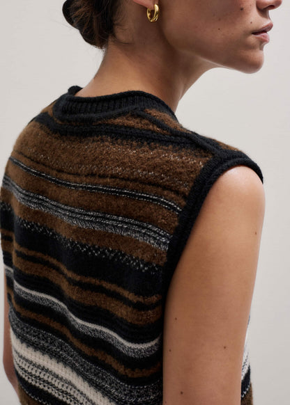 ME+EM Black Textured Stitch Straight Sweater Vest + Snood
