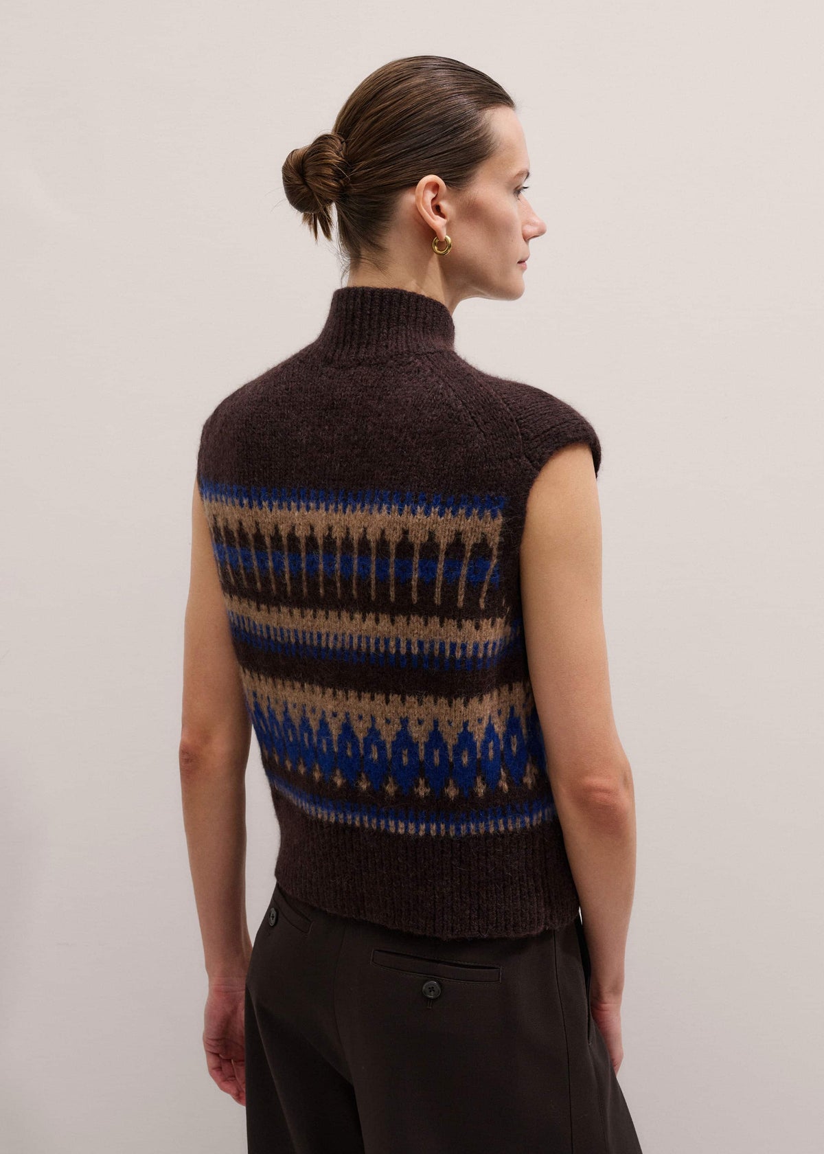 ME+EM Brown Button-Through Relaxed Jacquard Vest