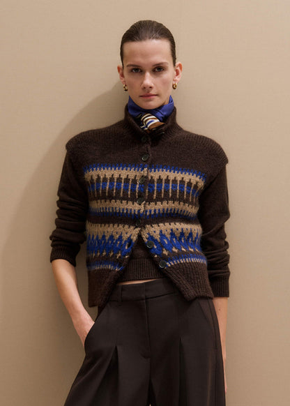 ME+EM Brown Button-Through Relaxed Jacquard Vest
