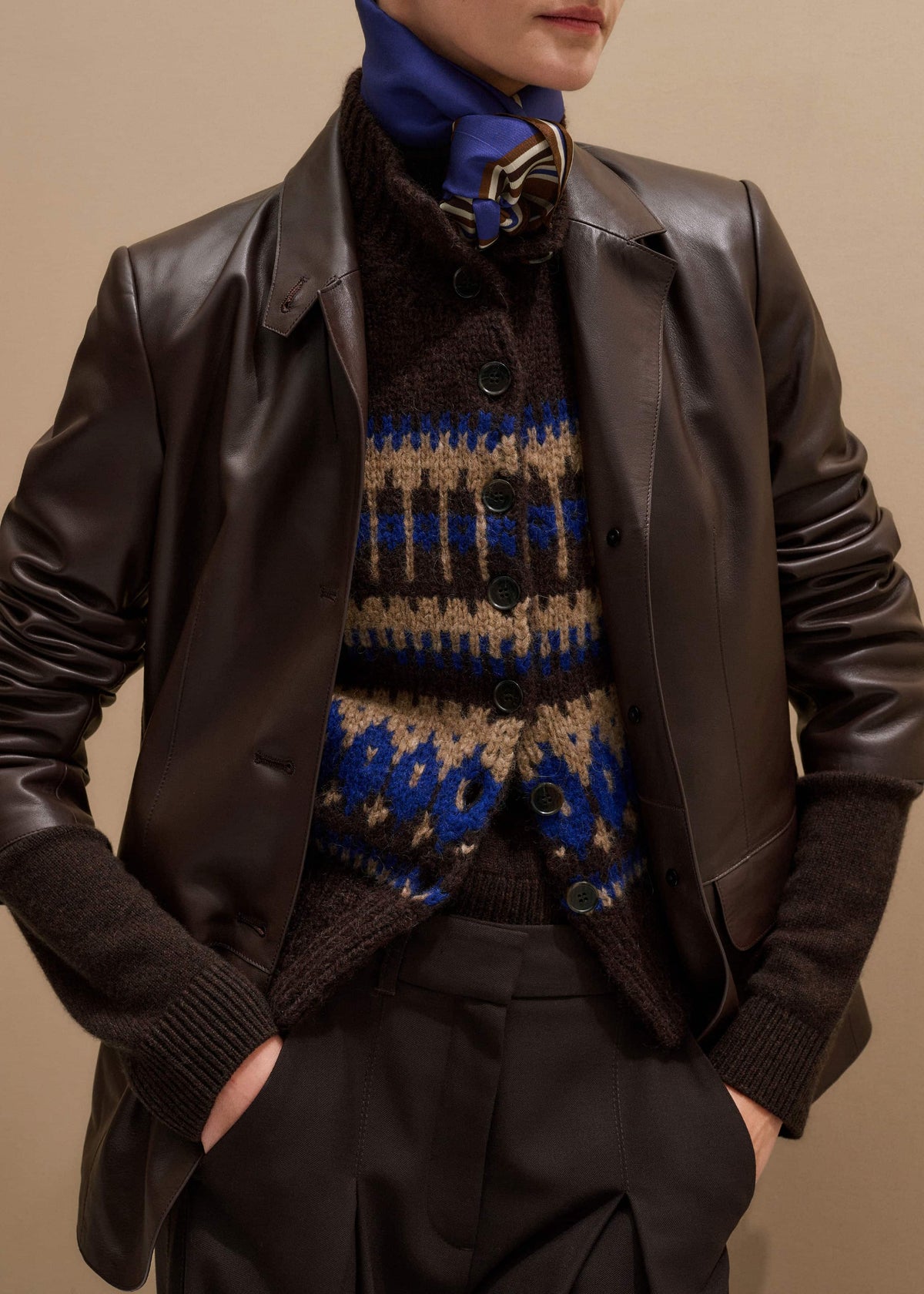 ME+EM Brown Button-Through Relaxed Jacquard Vest