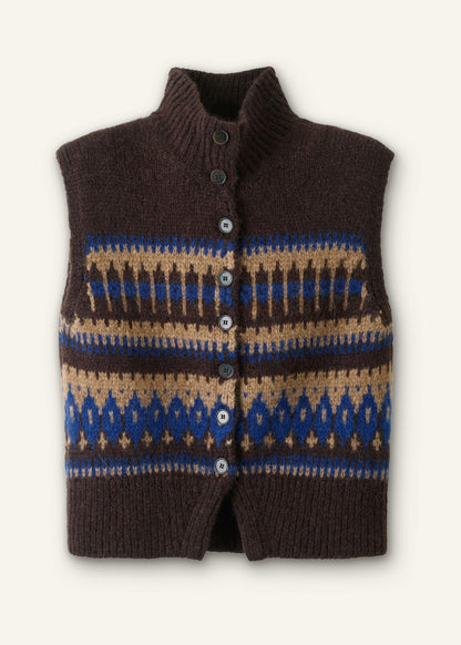 ME+EM Brown Button-Through Relaxed Jacquard Vest